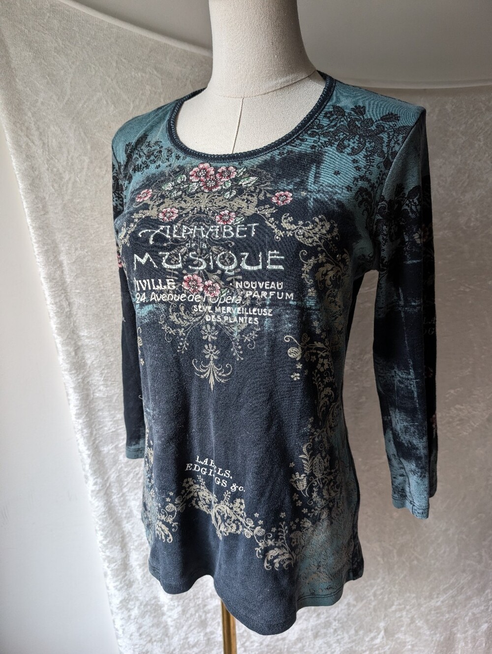 Skinny Mini Large Cotton Long Sleeve Alphabet Musique French Romanticism
